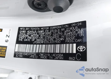 2025 Toyota Corolla Hybrid Se z USA, uszkodzony, nr VIN JTDBCMFE0SJ037900
